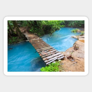 Rio celeste and small wooden bridge Sticker